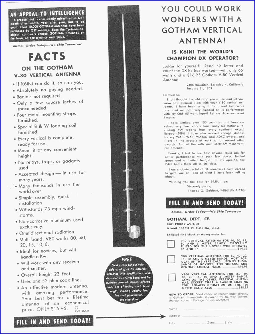 Gotham V-80 advertisment from 1962